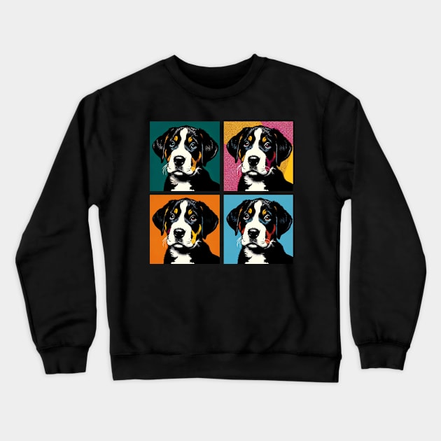 Pop Retro Art Greater Swiss Mountain Dog - Cute Puppy Crewneck Sweatshirt by PawPopArt